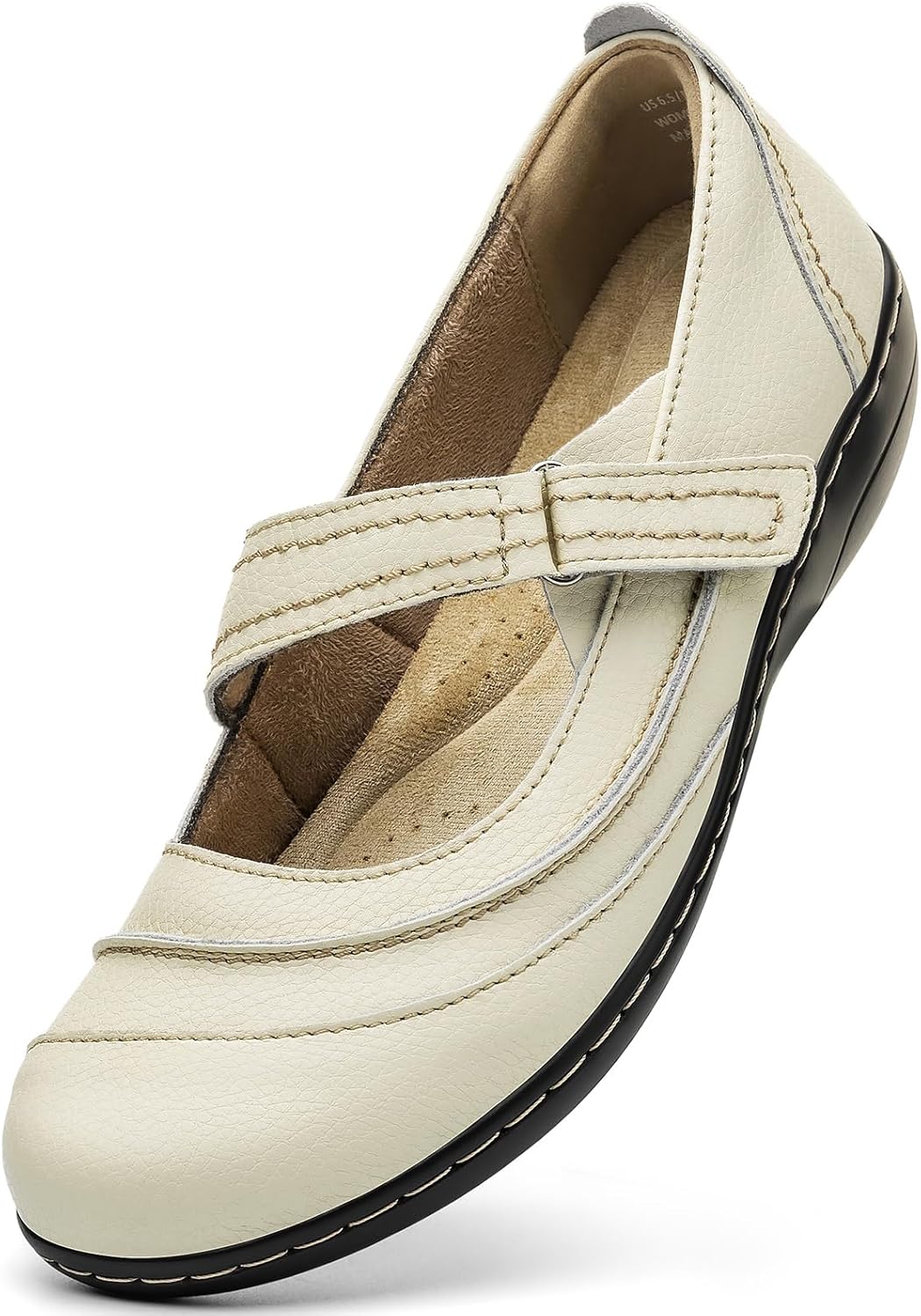 Women's Comfortable Lightweight Leather Mary Jane Flats for Work