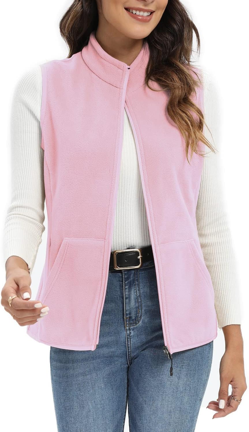 Xeoxarel Women's Fleece Vest with 6 Pockets for Comfort