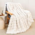 Faux Rabbit Fur Throw Blanket for Couch 60x80 in - Soft, Fluffy