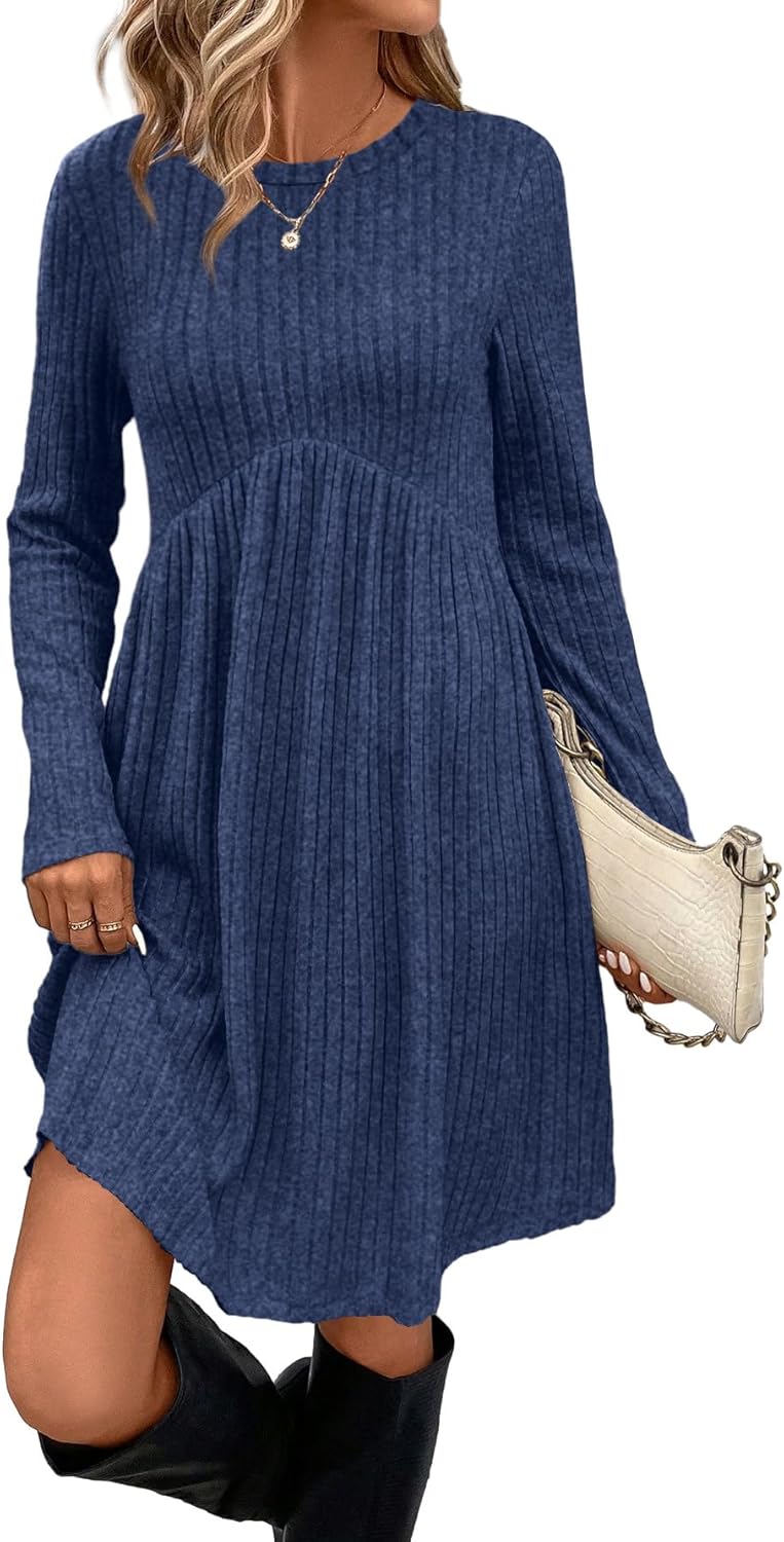 OFEEFAN Long Sleeve Dress for Women with Pockets and Style