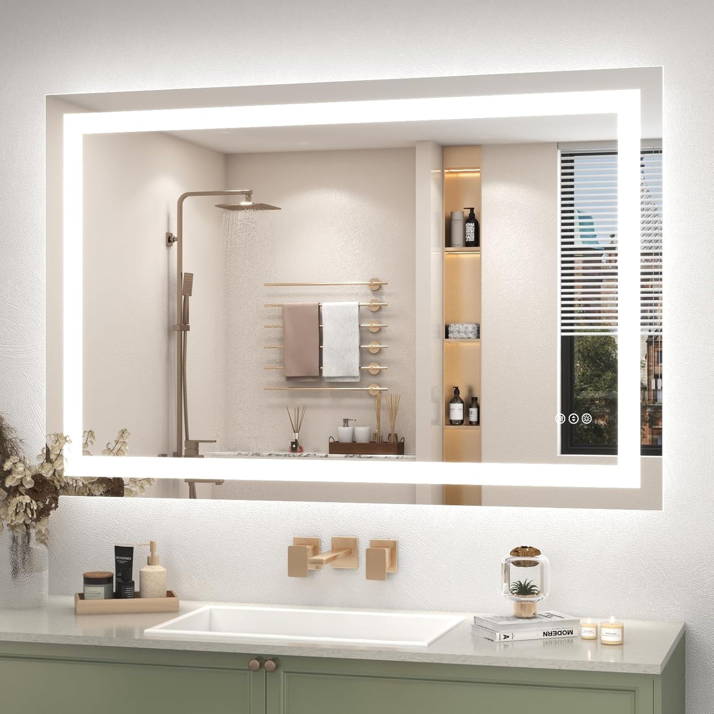 44x30 LED Mirror for Bathroom with Dimmable Anti-Fog Feature