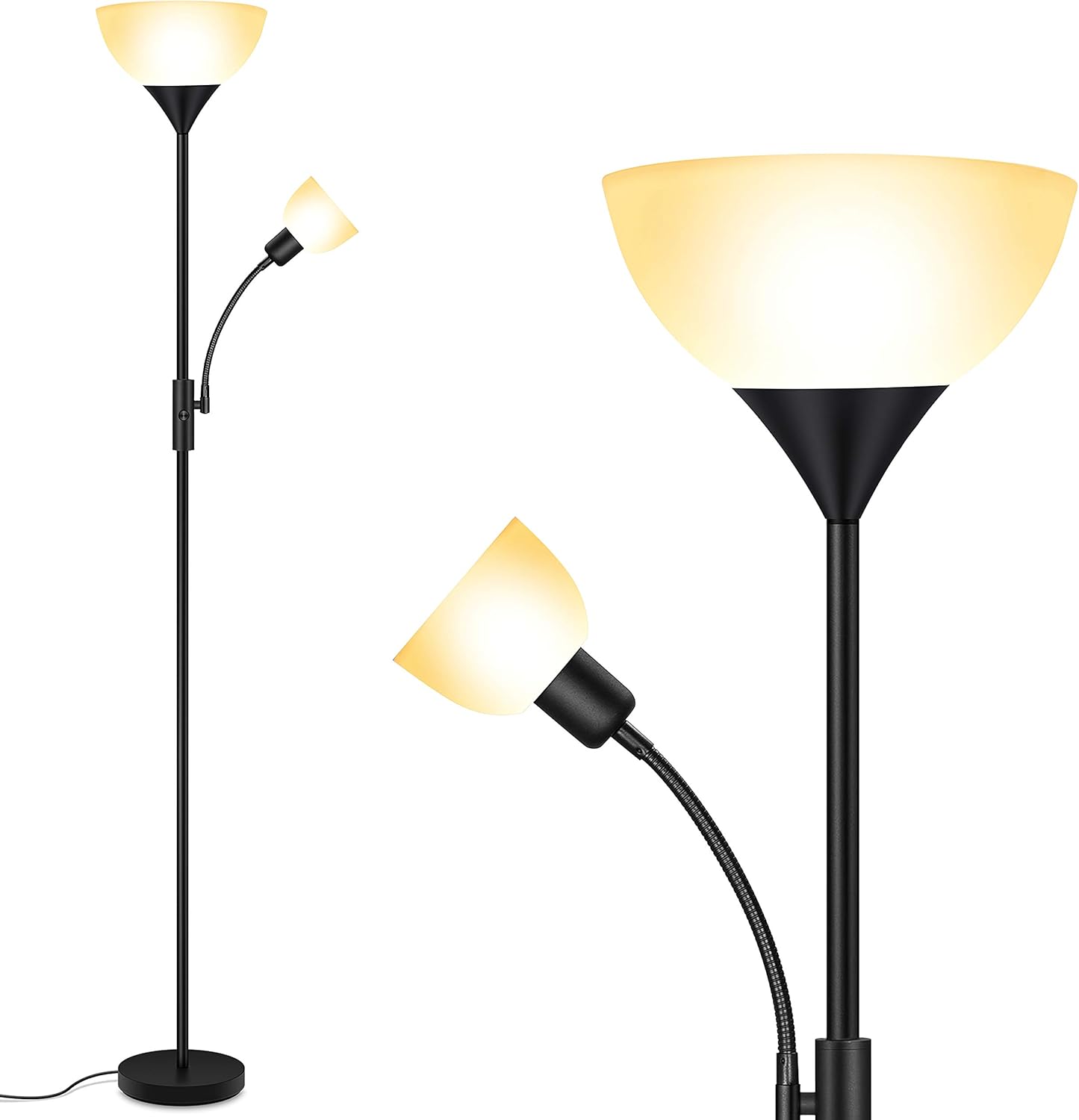 Adjustable Torchiere Floor Lamp for Reading and Living Room