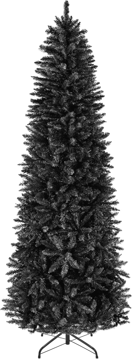 4.5ft Black Artificial Christmas Pencil Tree for Home & Office