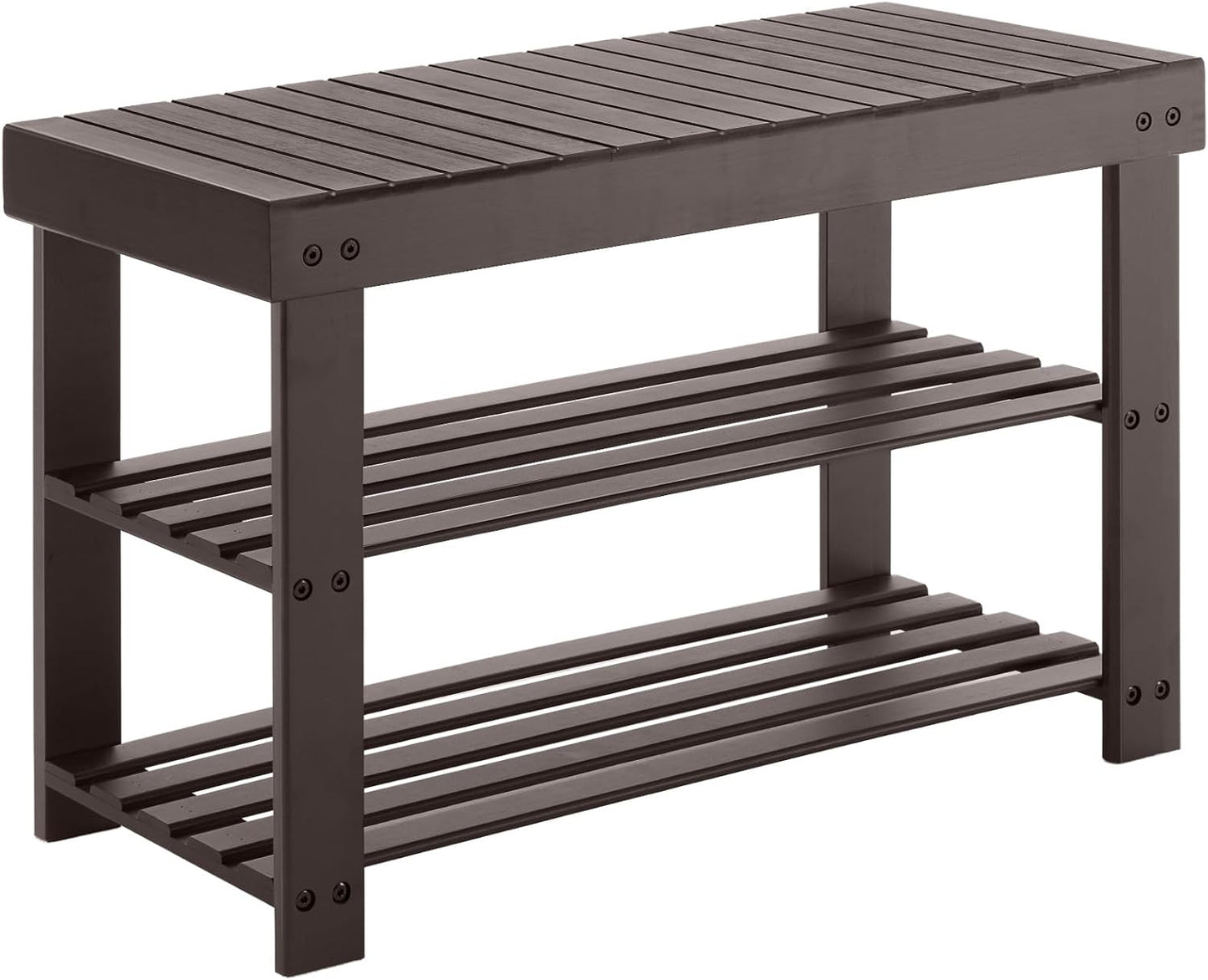 Bamboo 3-Tier Shoe Rack Bench for Entryway and Living Room