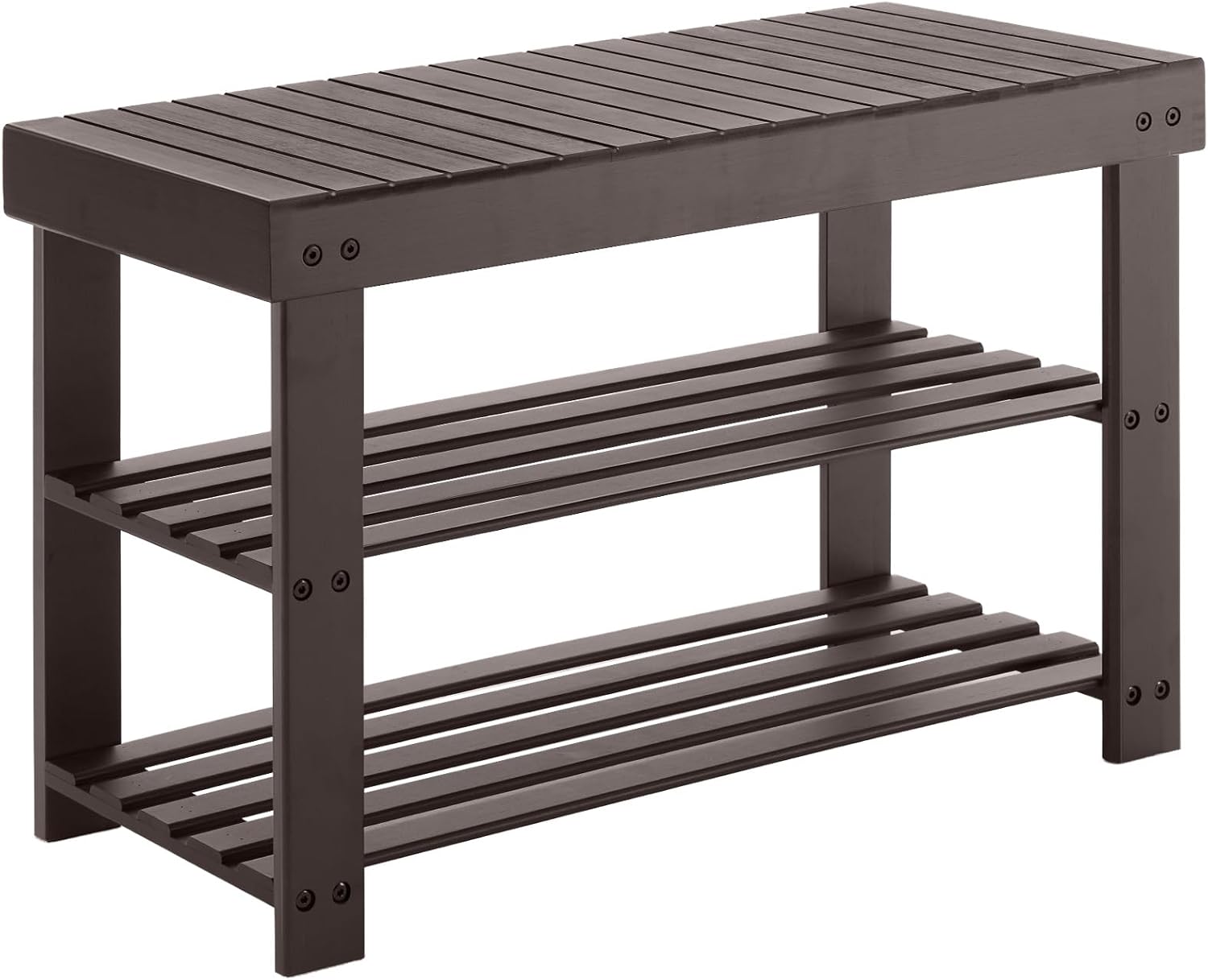 Bamboo 3-Tier Shoe Rack Bench for Entryway and Living Room