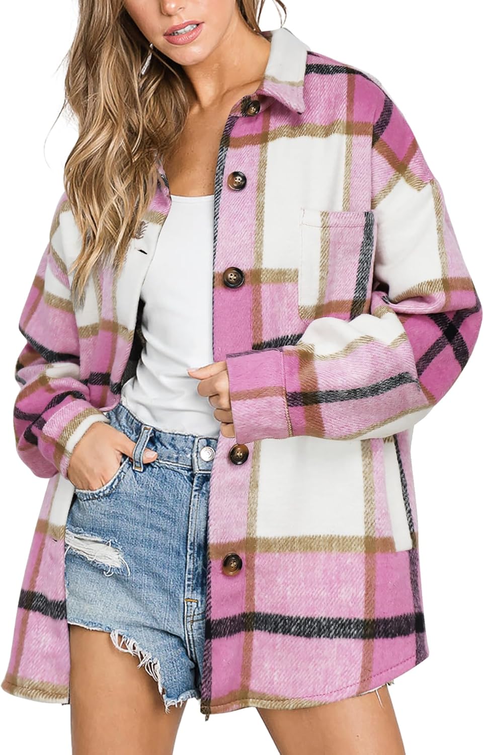 Beaully Women's Plaid Shacket Jacket for Fall Fashion Trends