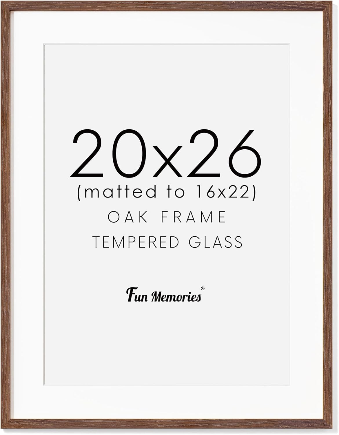 Rustic Oak Wood Picture Frame 20x26 with Tempered Glass