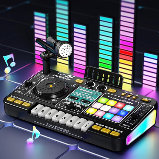 Kids DJ Mixer Table for Toddlers with Karaoke Microphone Fun
