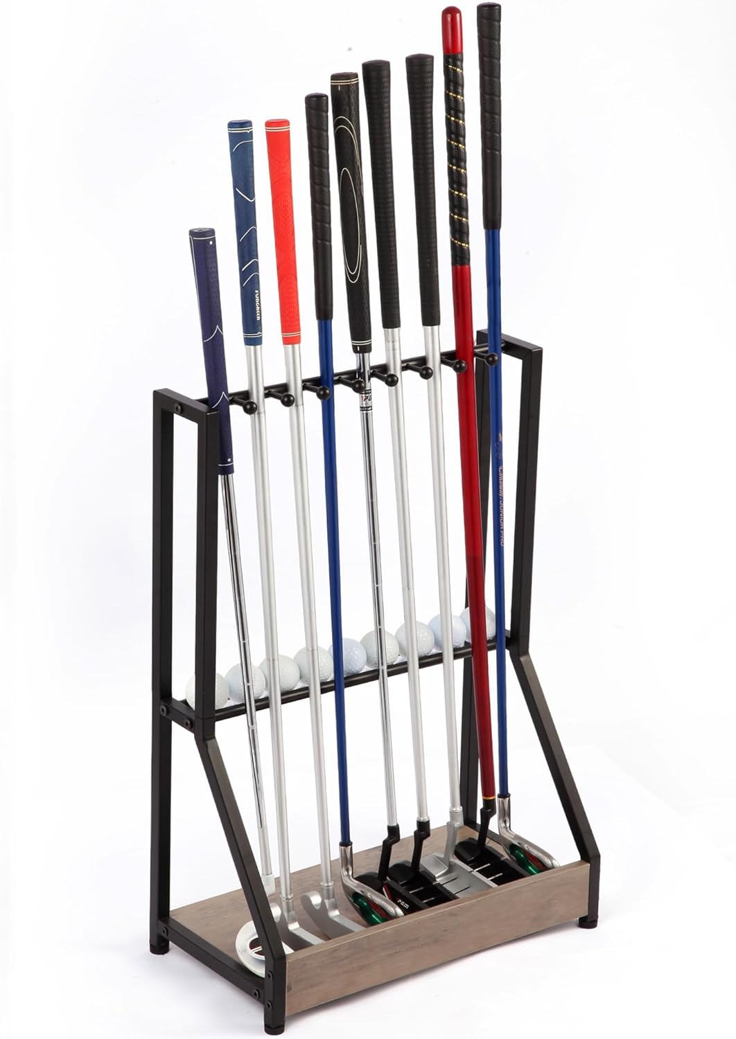 Golf Putter Holder for 9 Clubs & 9 Balls - Rustic Design