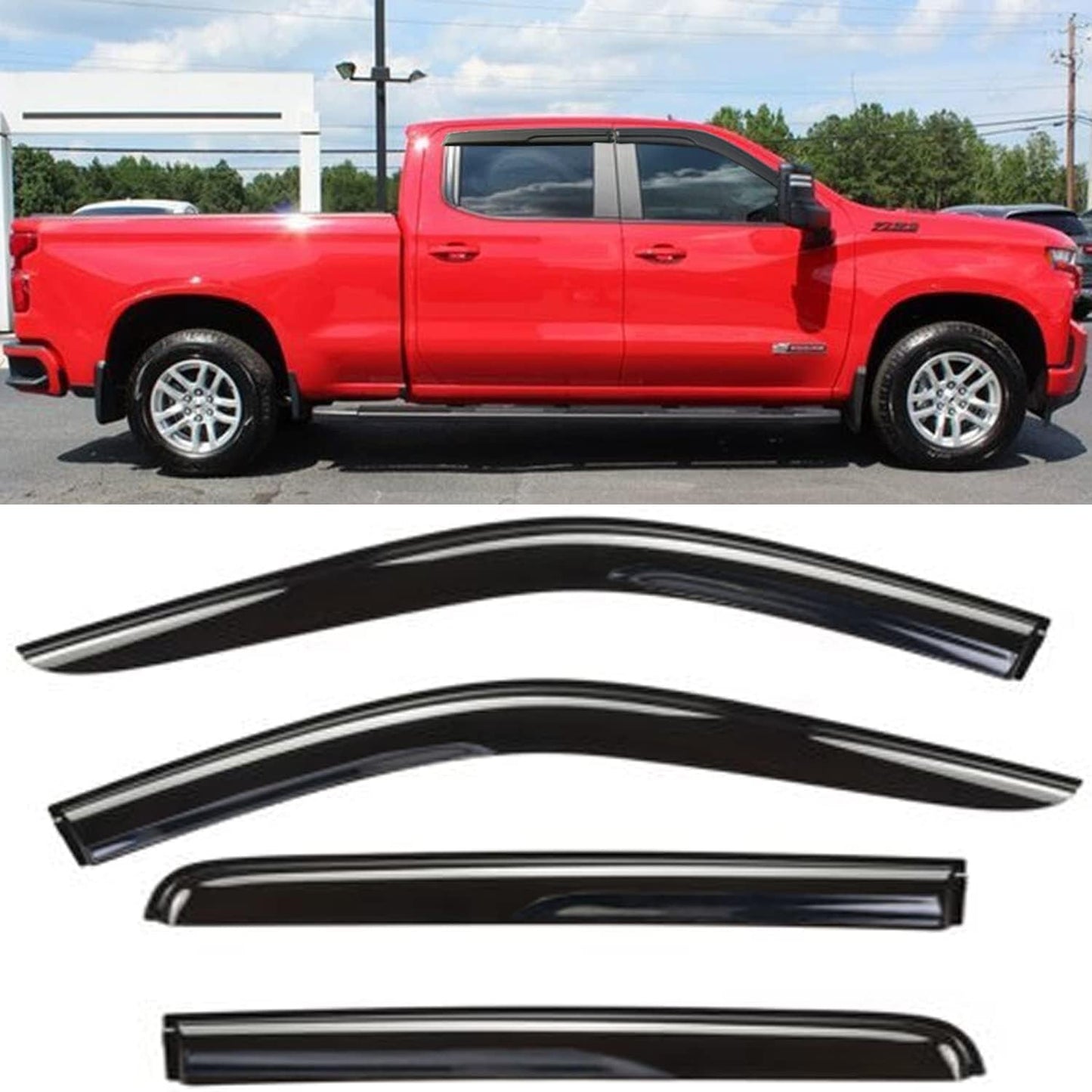 Window Visors Rain Guards for Chevrolet Silverado 1500 Crew Cab