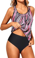 Two Piece Tankini Blouson Swimsuit - Tummy Control Comfort