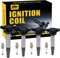 Ignition Coil Pack and Spark Plugs Set of 4 - Fits Toyota 1.8L Engines