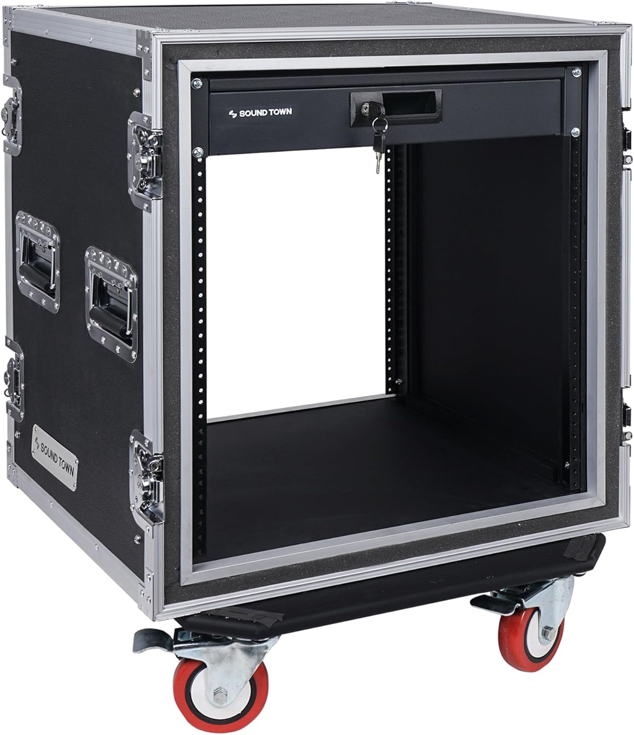 Sound Town Shock Mount 12U ATA Rack Case with 2U Drawer