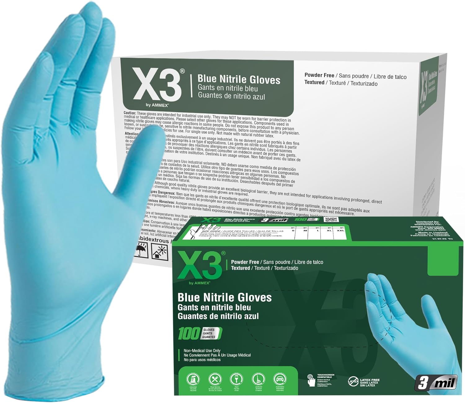 X3 Blue Nitrile Disposable Gloves for Food Safety and Comfort