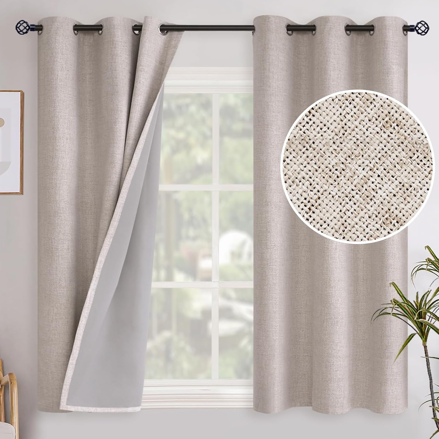 YoungsTex Linen Blackout Curtains for Bedroom and Living Room