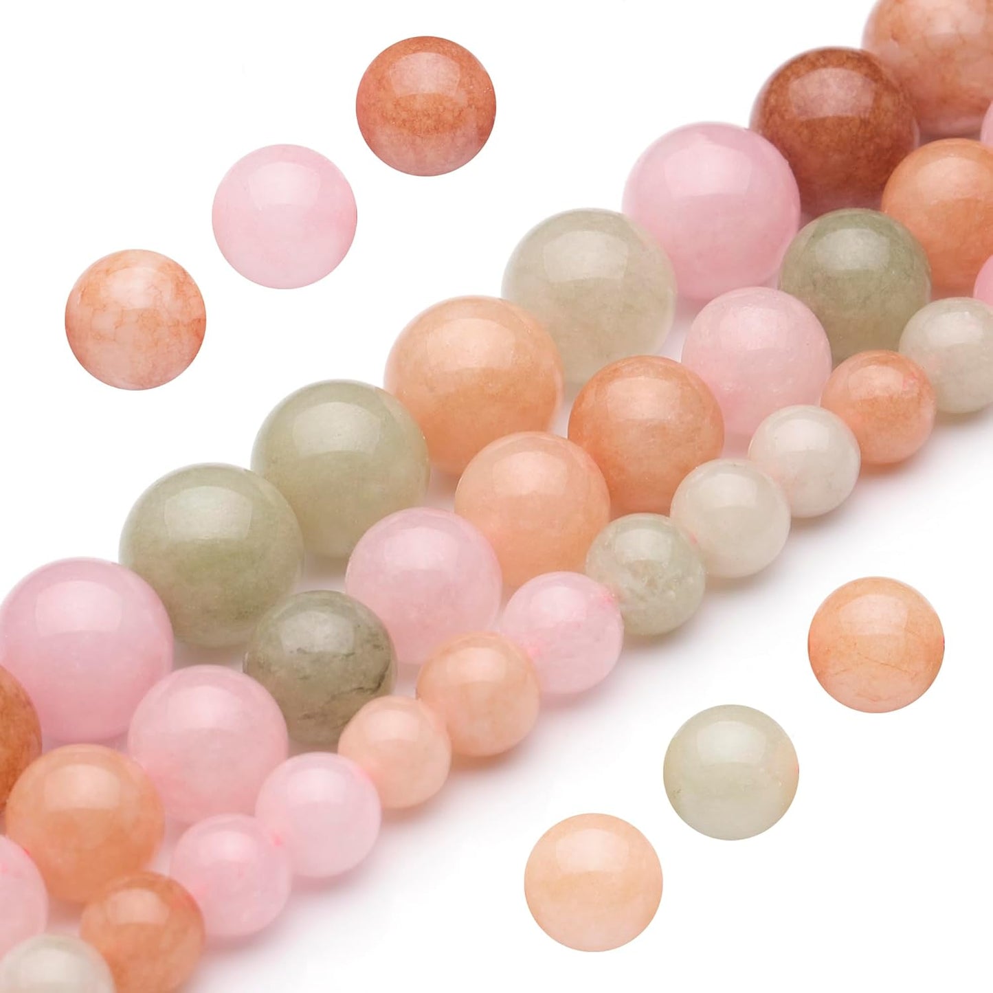 Colorful Flower Jade Gemstone Beads - Vibrant 8mm Crafting Essentials