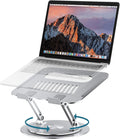 Silver Adjustable Laptop Stand with 360 Rotation - Foldable Ergonomic