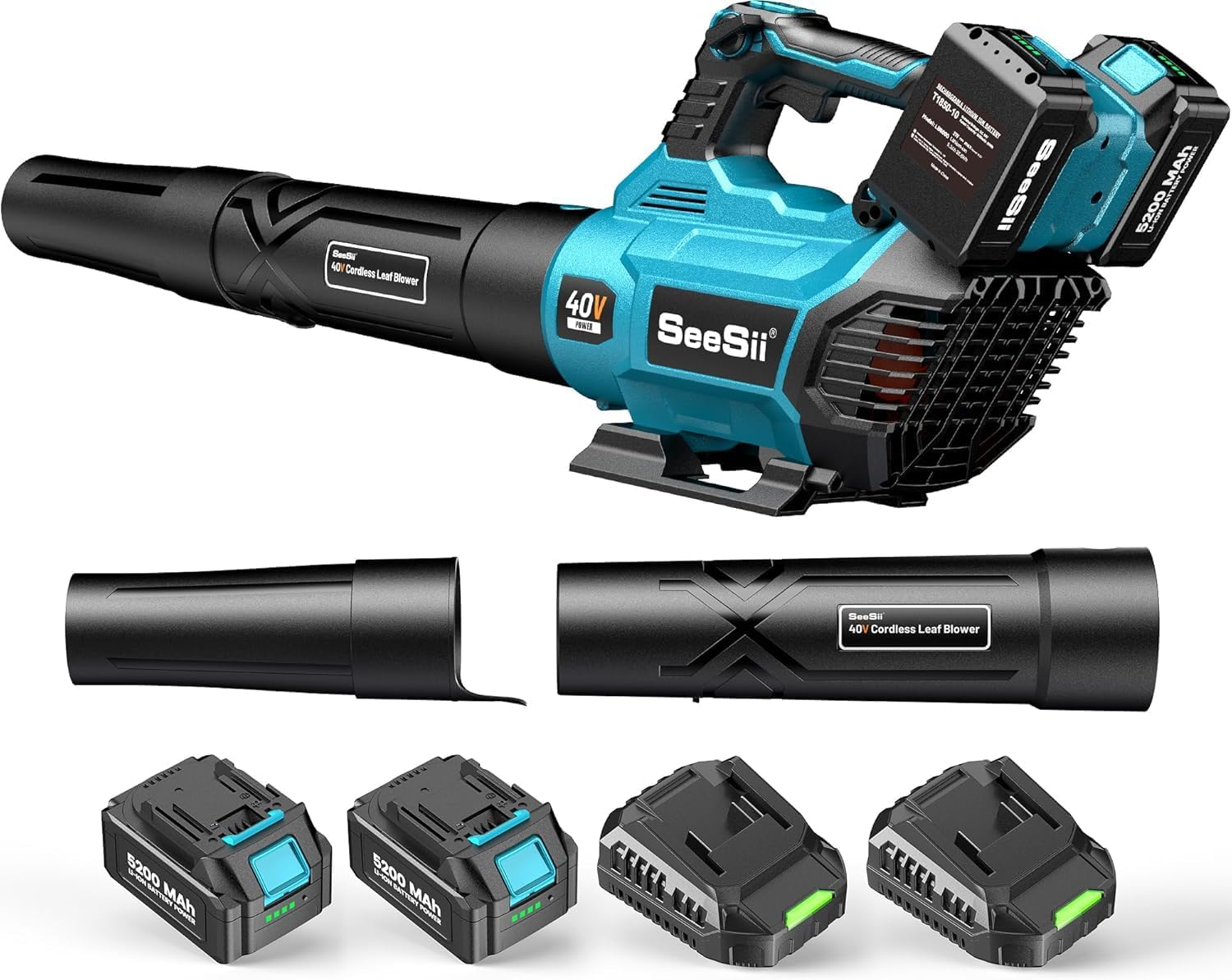 SEESII 40V Leaf Blower Cordless with Dual Batteries for Lawn Care