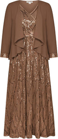 Elegant Two-Piece Sequin Dress and Jacket for Special Occasions