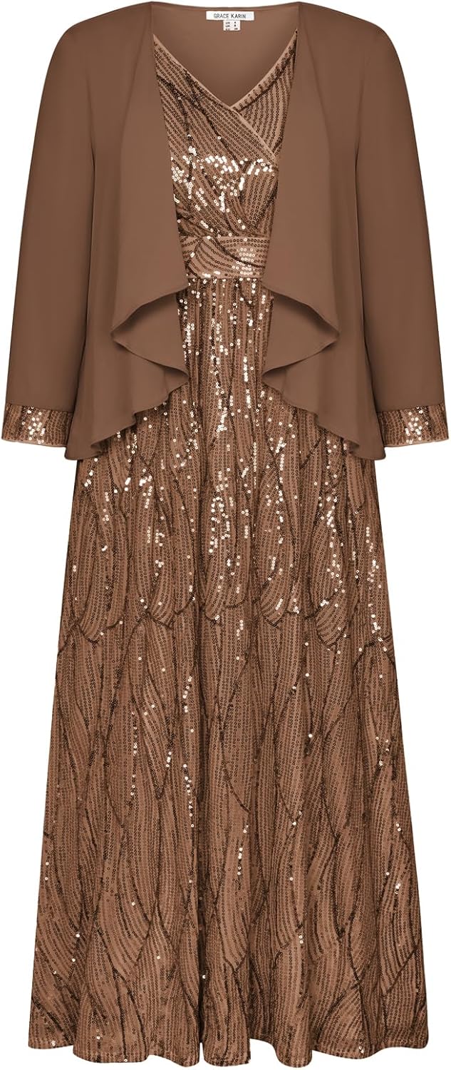 Stunning Two Piece Sequin Dress with Jacket for Special Events