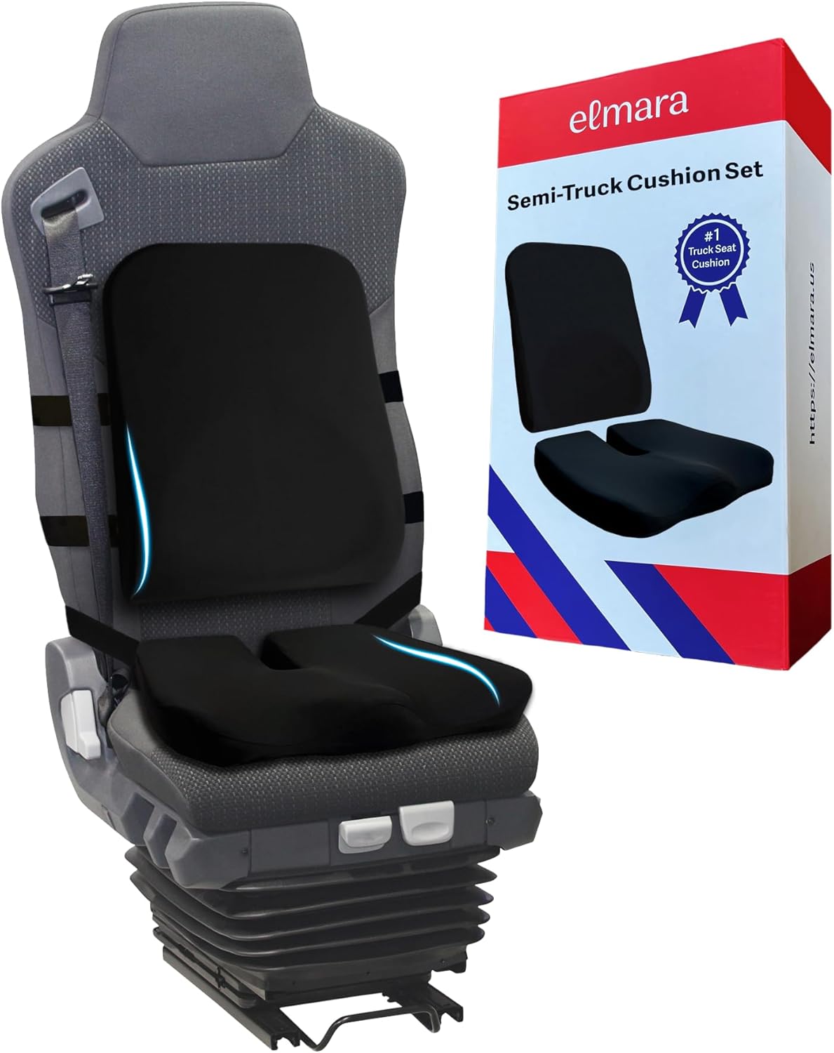 Truck Seat Cushion for Back Pain Relief - 2-Piece Set
