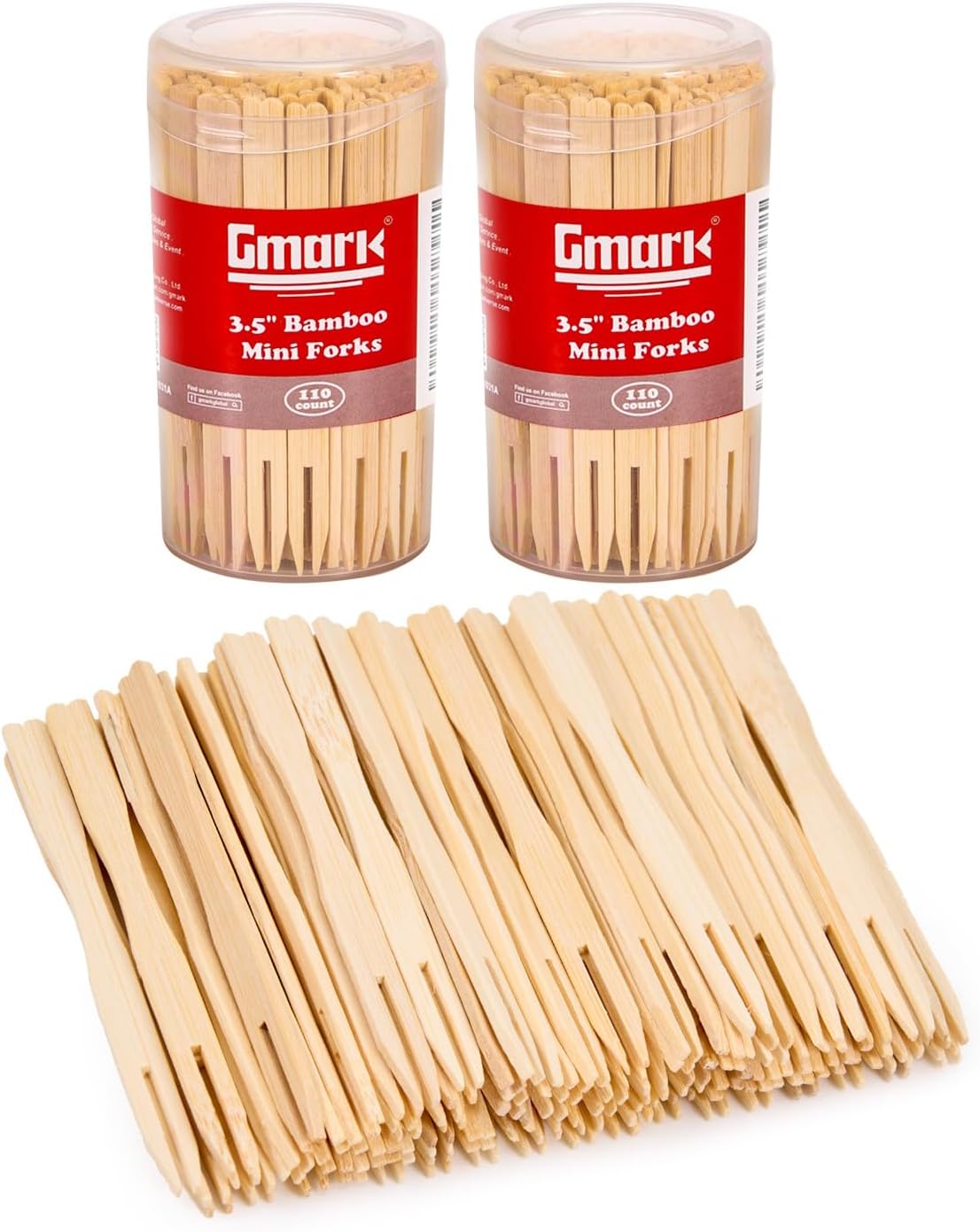 Gmark Mini Bamboo Cocktail Forks - 220pc Appetizer Picks