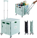 Folding Utility Cart Rolling Crate with Lid - Green 110 lb Capacity