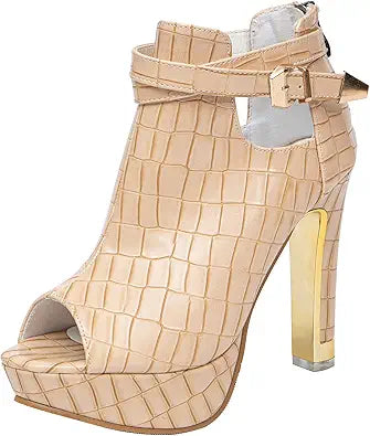 Getmorebeauty Women's Pretty Lace Flowers Open Toes High Heels Boots
