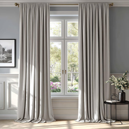 MIULEE Silver Velvet Curtains for Bedroom Living Room 90 in Long