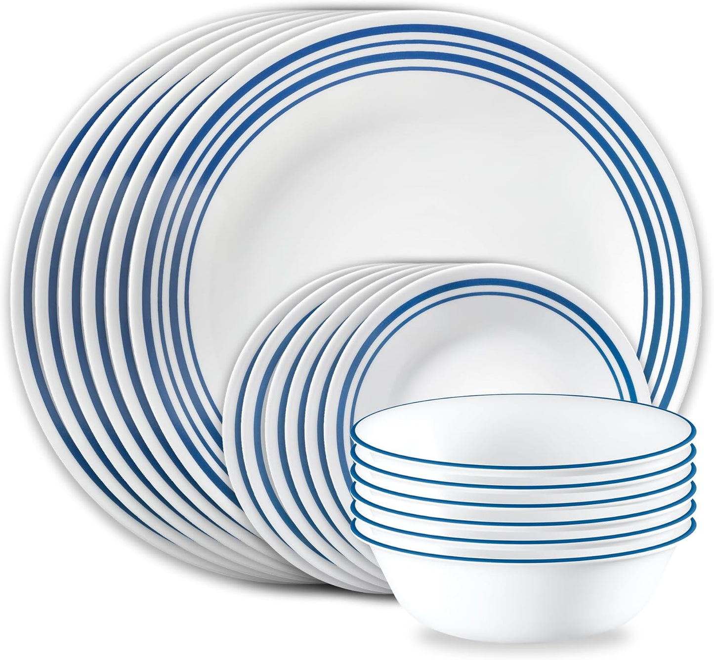 Corelle Vitrelle 18 Piece Dinnerware Set for 6, Durable Design