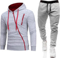 Mens 2 Piece Sweatsuits Sets Pant Sets Fashion Stitching Hooded Two