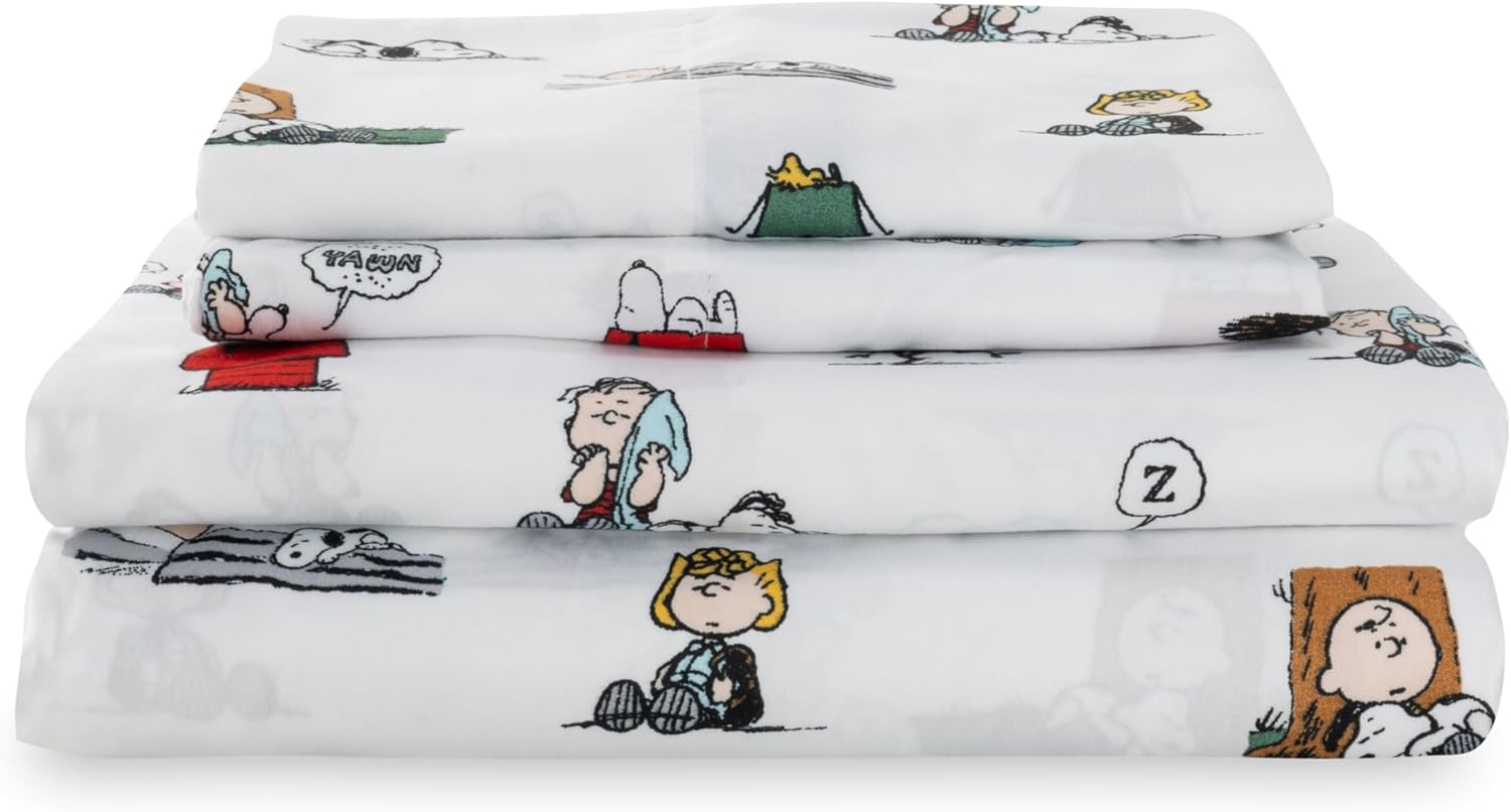 Peanuts Kids Sheet Set Queen Size with Snoopy Design for Comfort