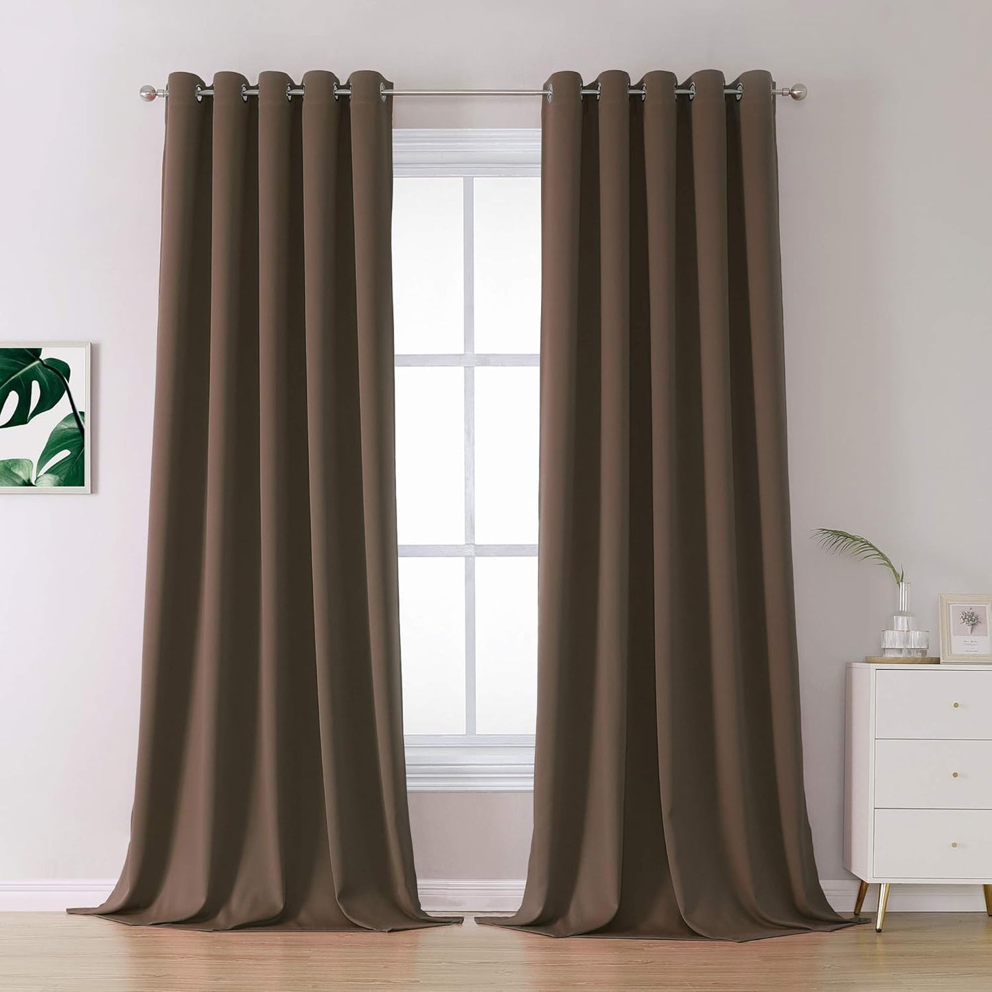 DUALIFE 120 Inches Long Coffee Colour Curtains for Darkening