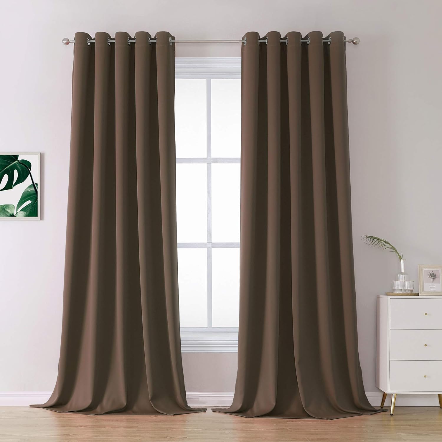 DUALIFE 120 Inches Long Coffee Colour Curtains for Darkening