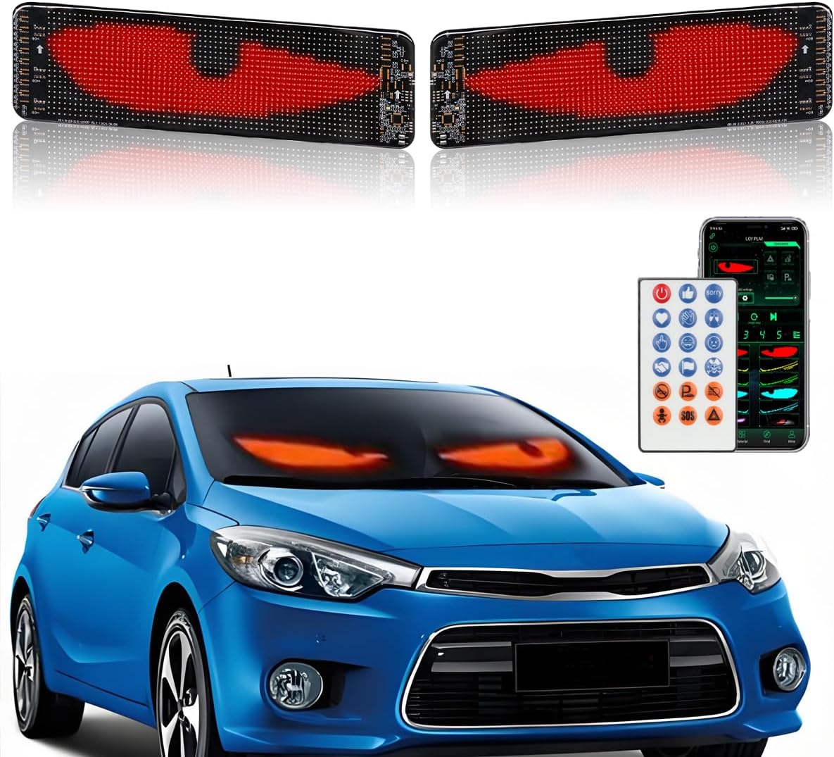 Dynamic 2PCs Devil Eyes Light for Windshield with Remote Control