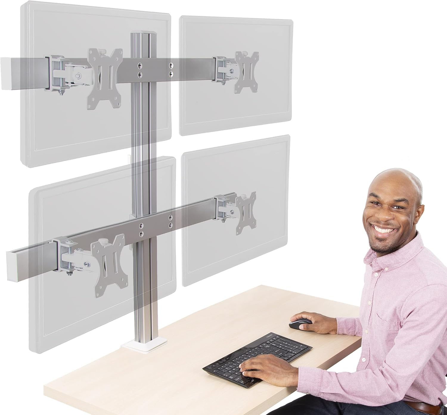 Heavy-Duty 4 Monitor Mount Desk Setup for Optimal Viewing