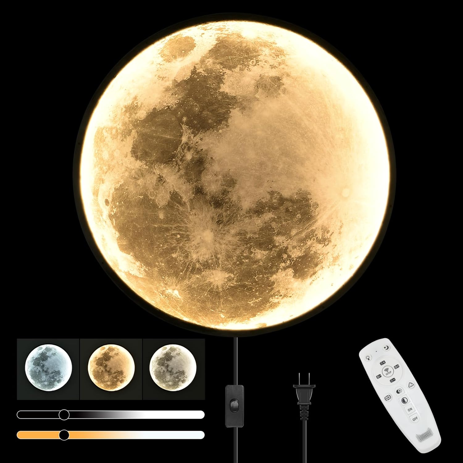 QIYIMEILUX Large Moon Wall Sconce Modern LED Dimmable Light