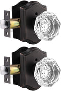 Crystal Interior Keyless Privacy Door Knobs 2 Pack - Octagon Oil