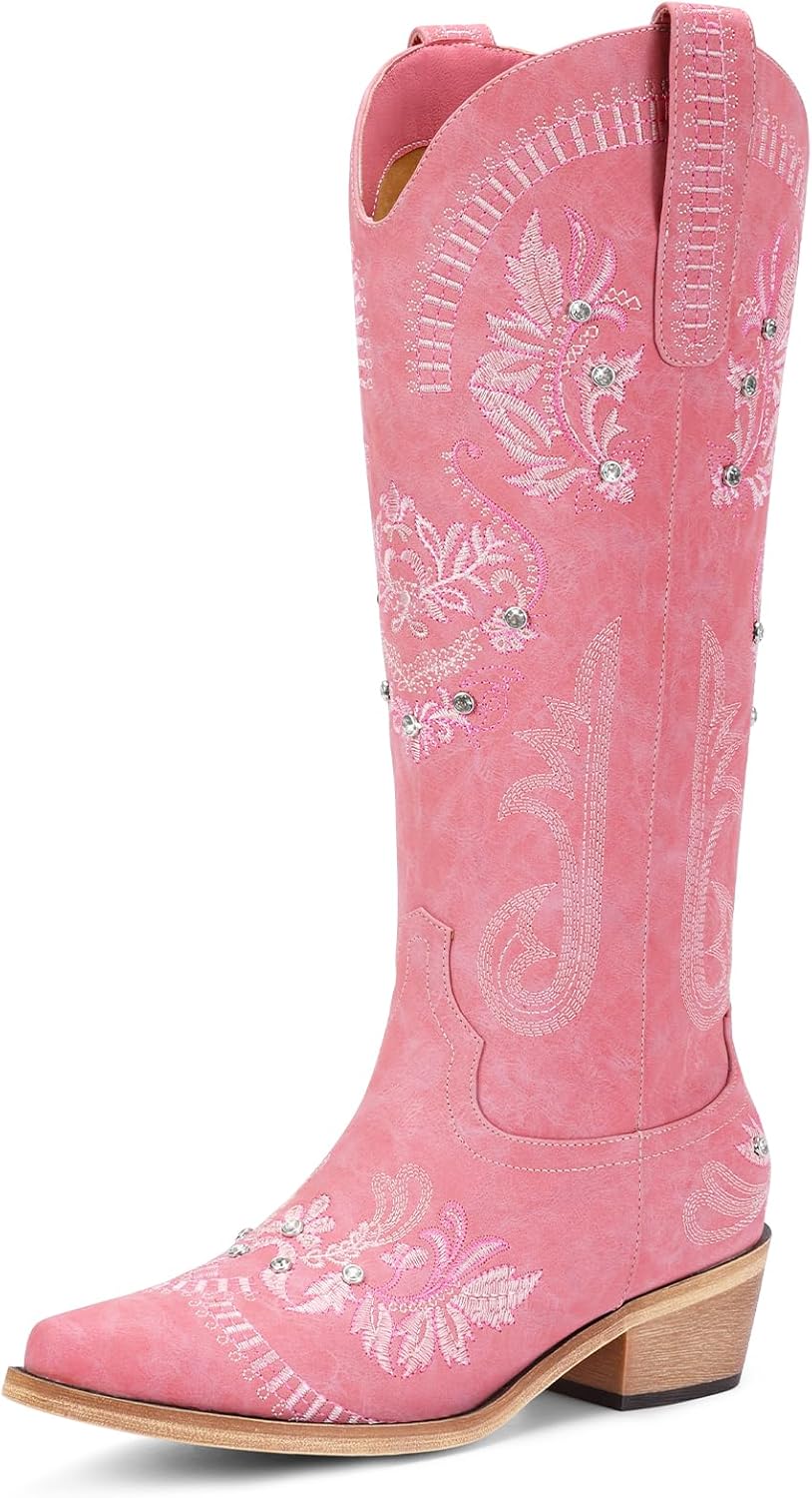 Lumeheel Knee High Western Cowgirl Boots - Sparkly Retro Style