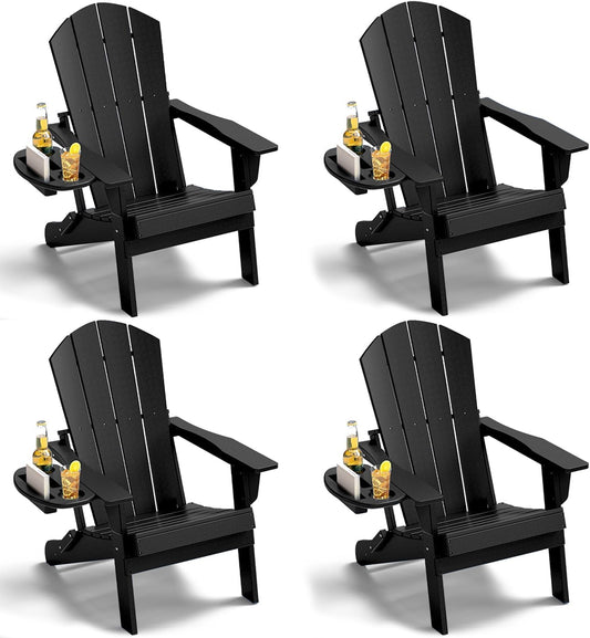 Adirondack Chair Set of 4 with Multifunctional Cup Holder