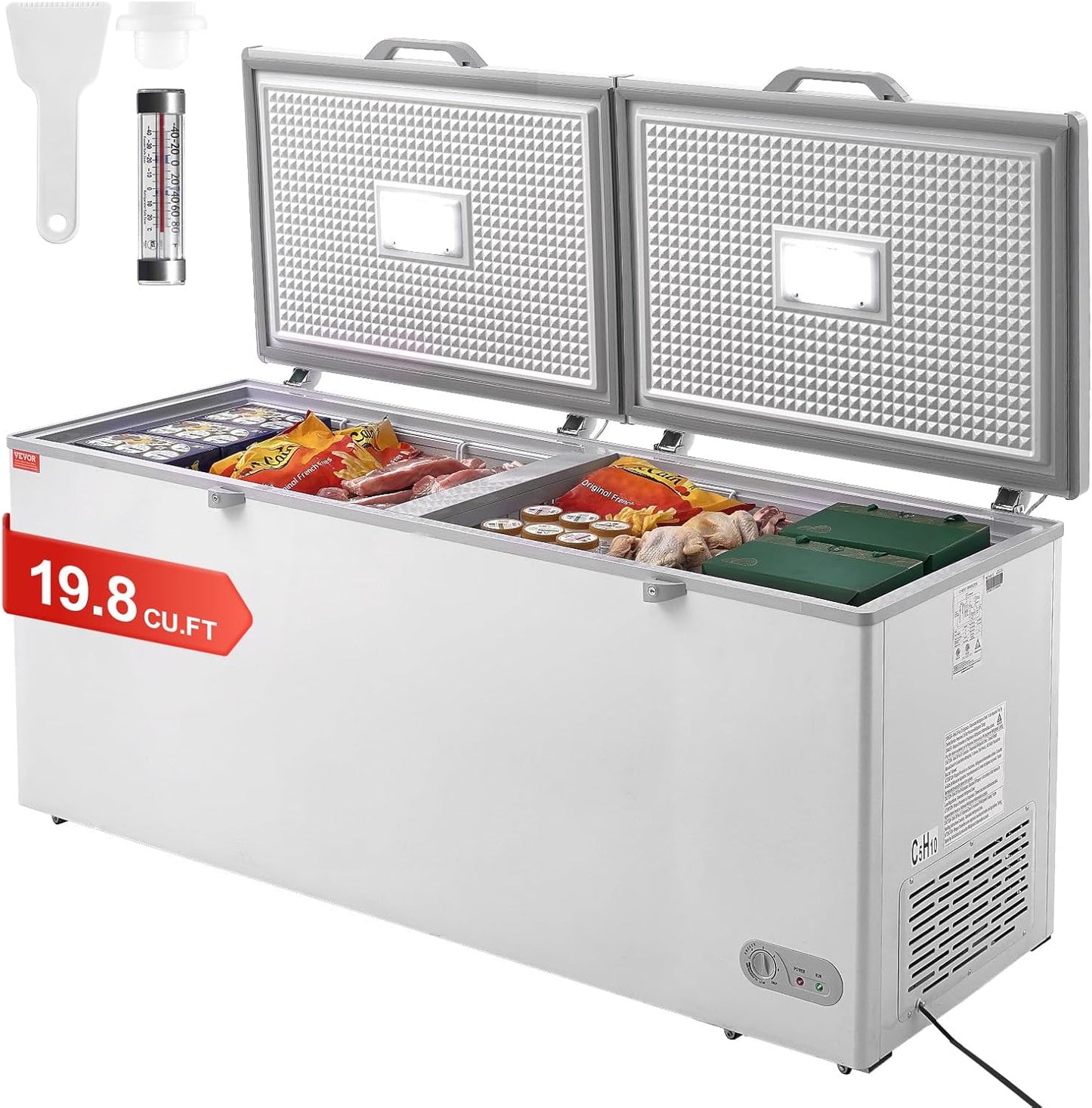 VEVOR Chest Freezer with 19.8 Cu.ft Capacity and 4 Baskets