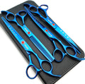 7.0in Titanium Blue Professional Pet Grooming Scissors Set - 4pcs
