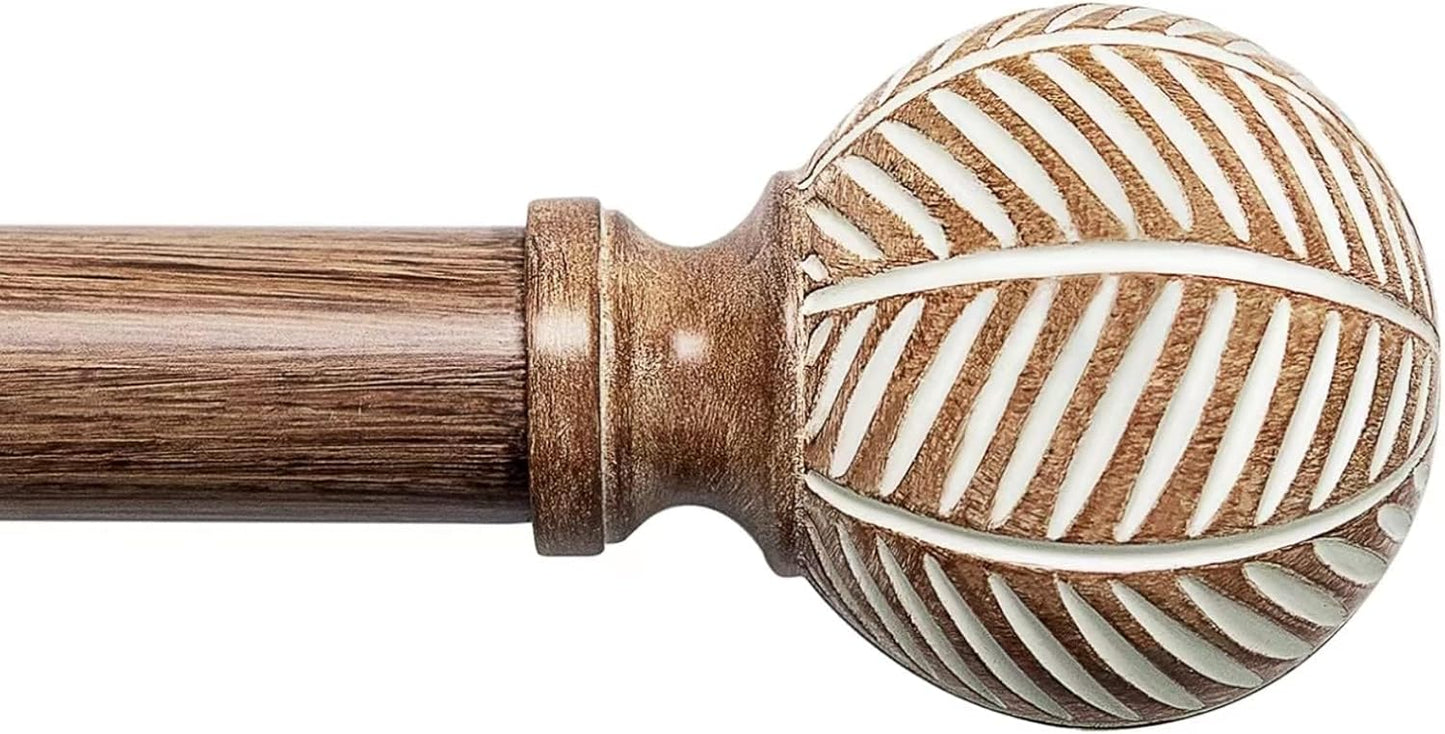 Adjustable Wood Curtain Rods for Windows: Heavy Duty 72 to 144 in