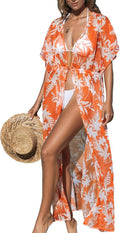 Kimono Swimsuit Coverup for Women Striped Maxi Cardigan
