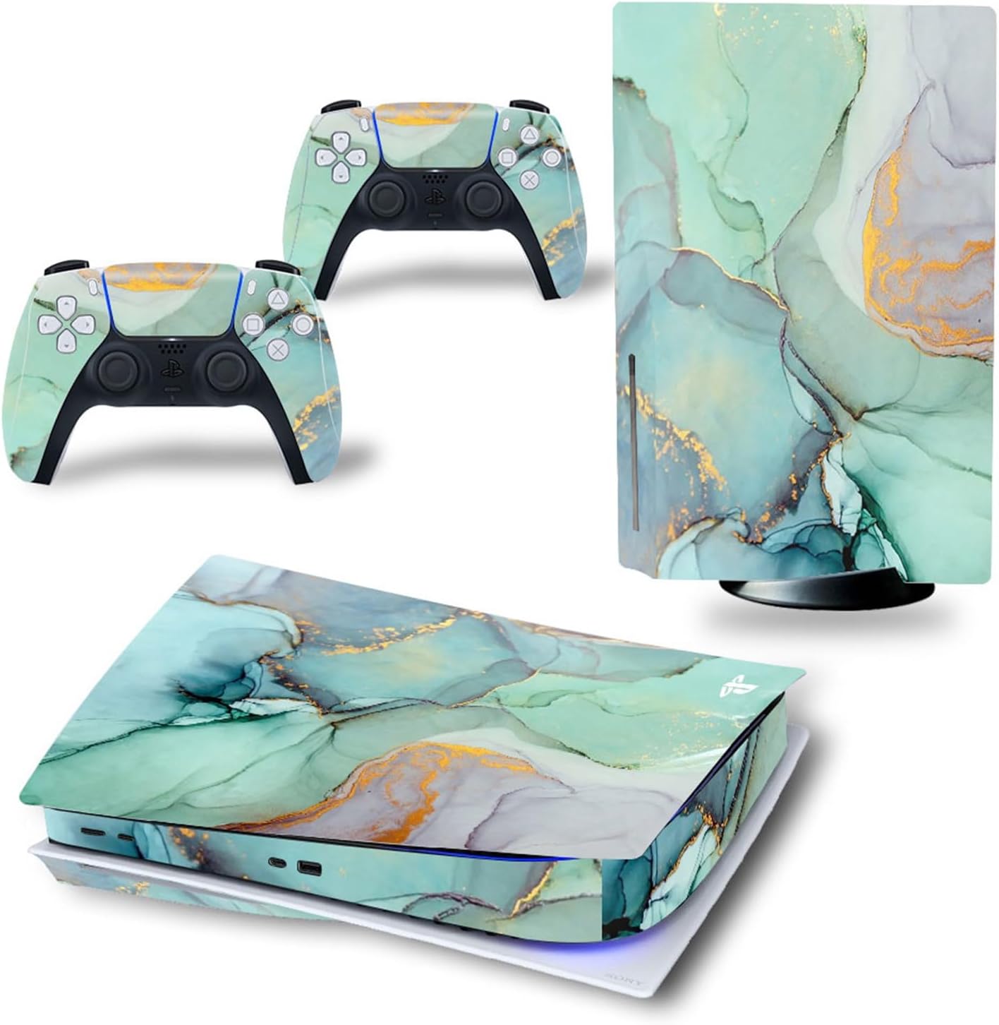 Green Marbling Skin Set for PS5 - Protect and Style Your Console!