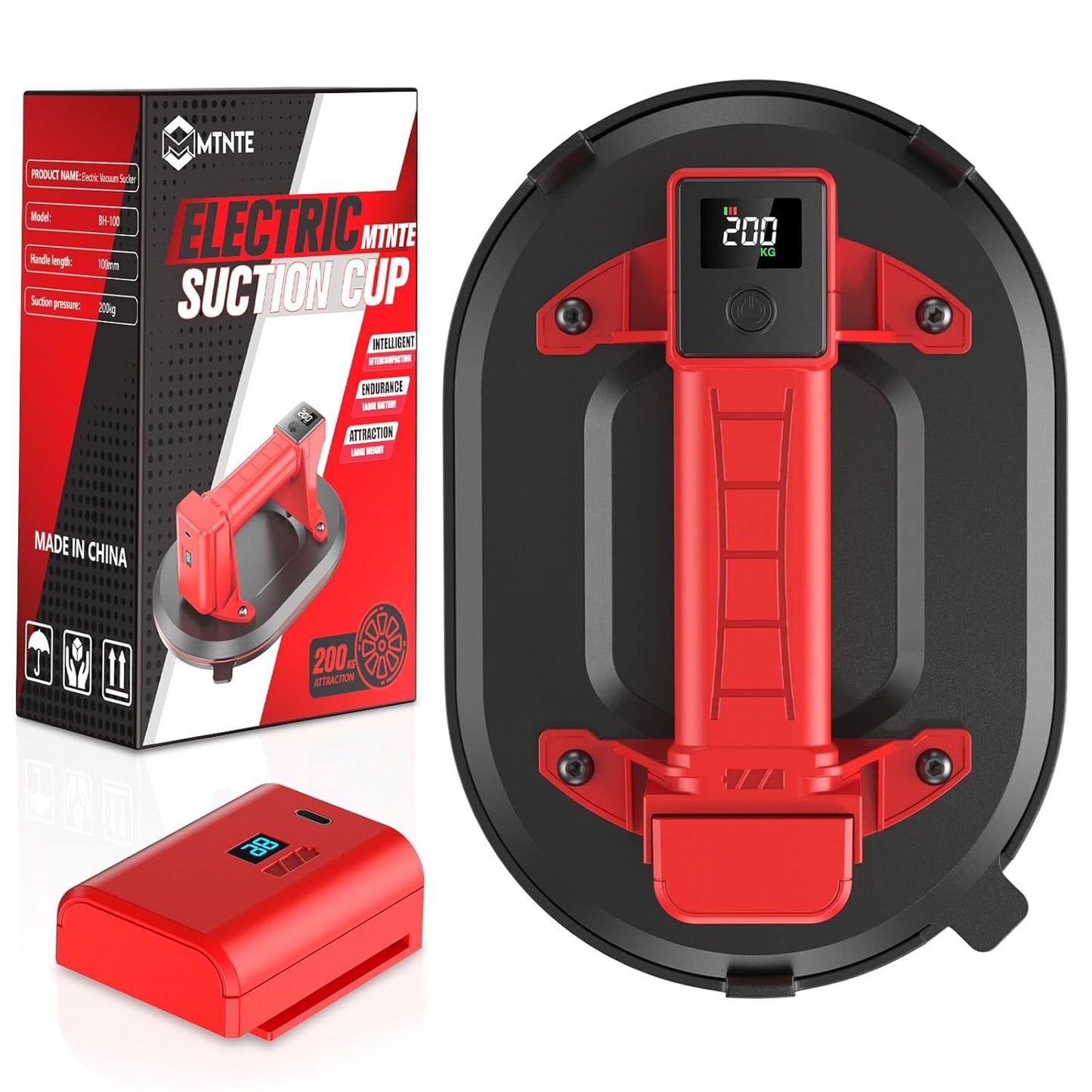 Electric Vacuum Suction Cup for Glass - 440lbs Lifter with Display