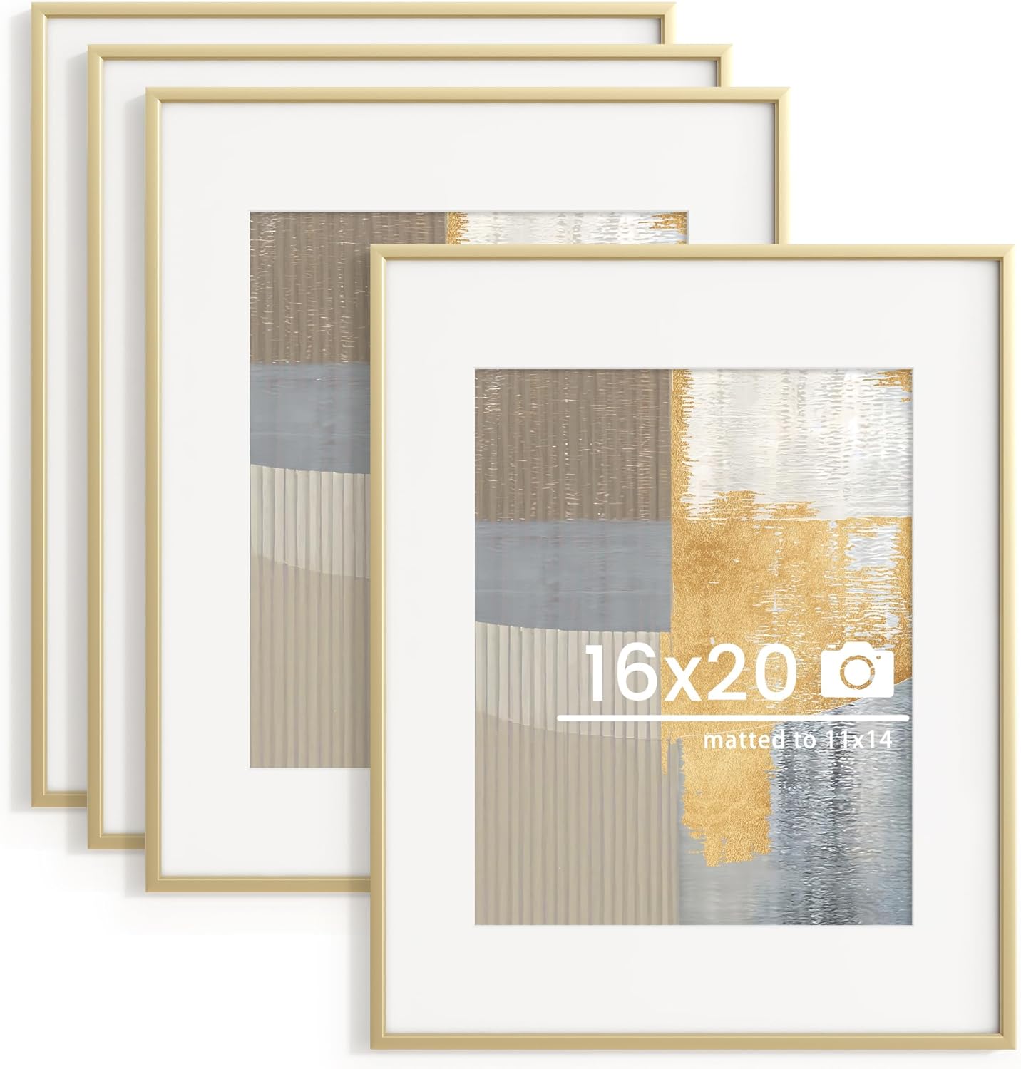 16x20 Metal Picture Frame Set of 4 - Gold Aluminum Frames