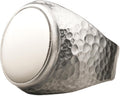 Milky Quartz 24K Gold Vermeil Men's Hammered Sterling Ring - Dainty