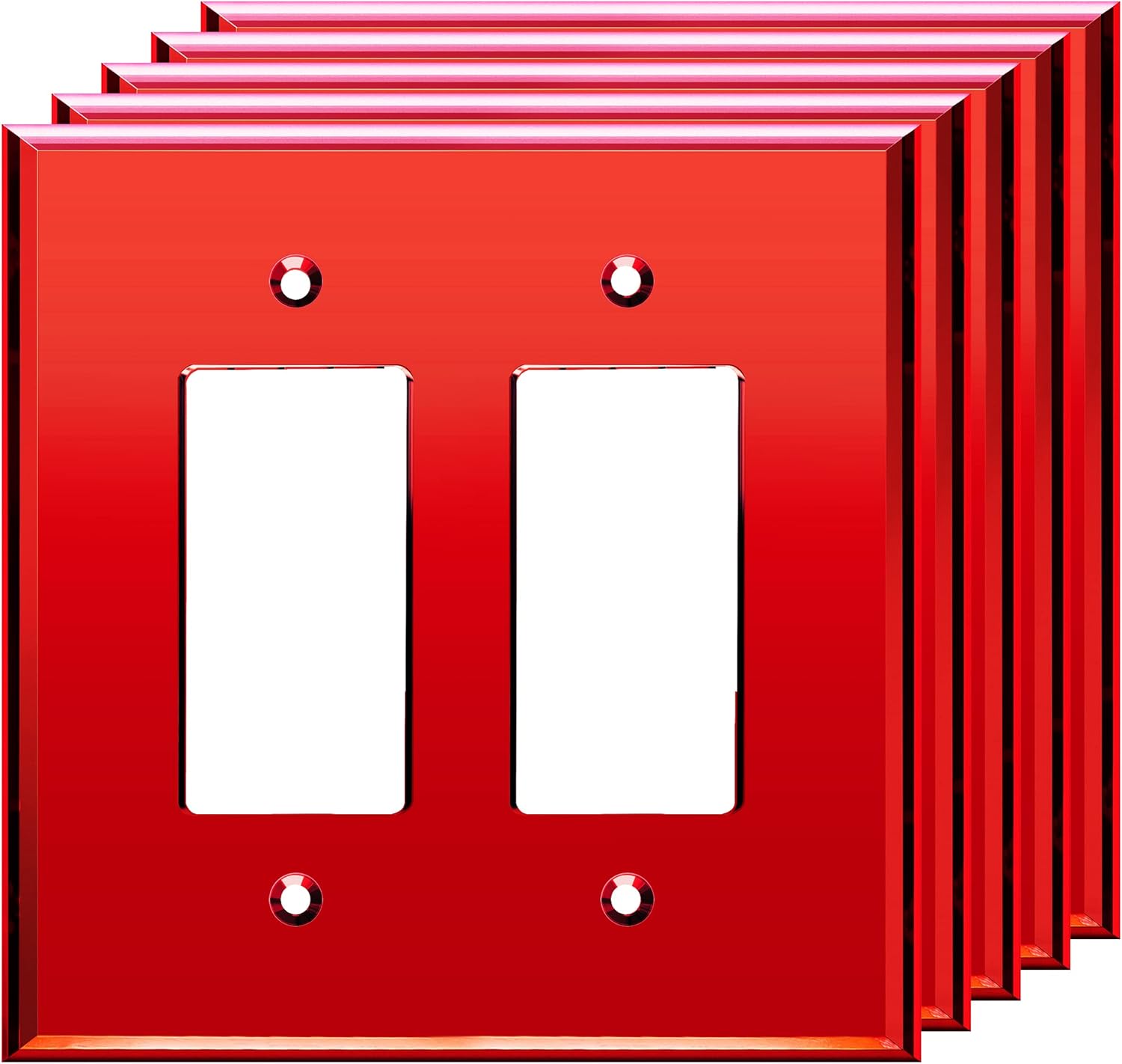 LIDER Reflective Acrylic Decorator Wall Plate 5 Pack Red