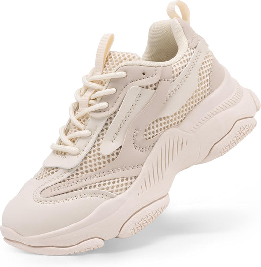 DREAM PAIRS Kids Girls Sneakers Lightweight Lace Up Shoes